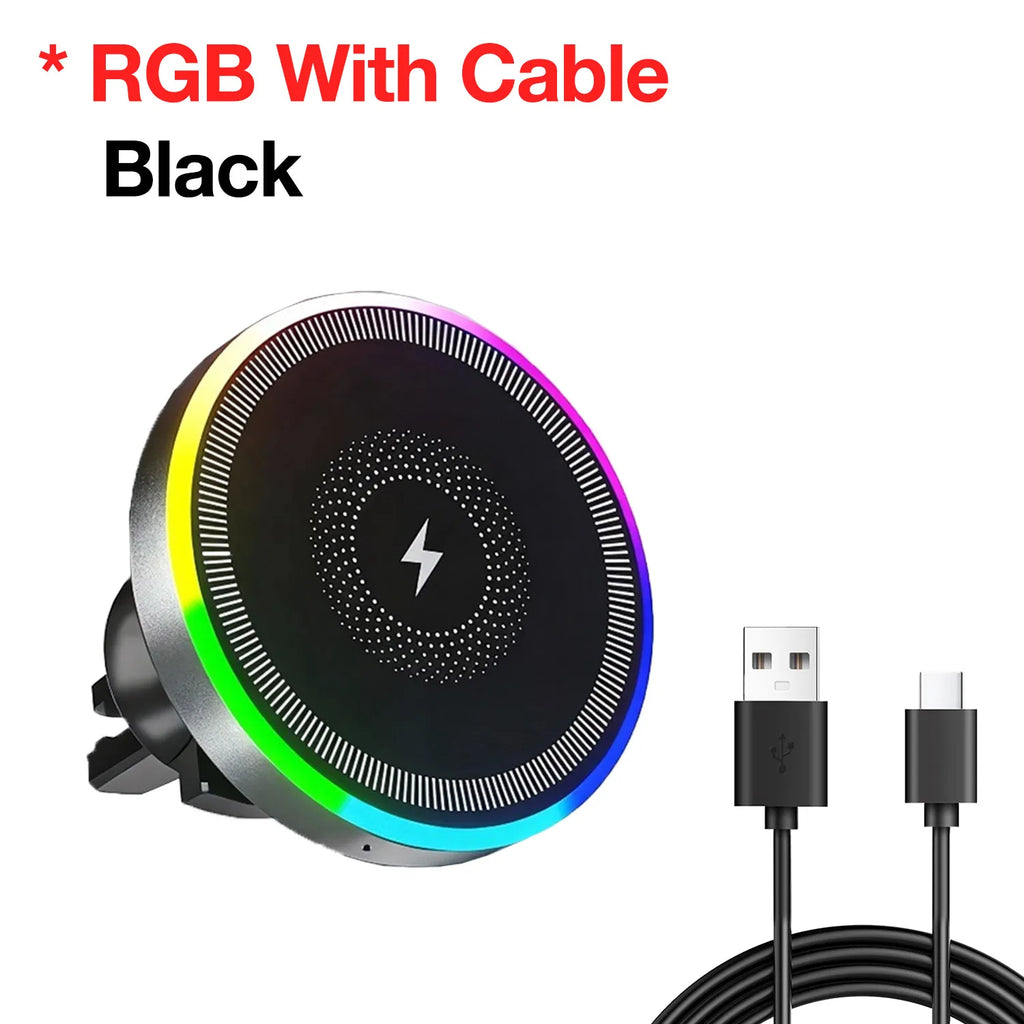 Magnetic Wireless Car Charger & Phone Holder - MagSafe Compatible, Air Vent Mount